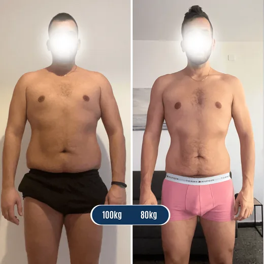 Transformación: 100 kg a 80 kg