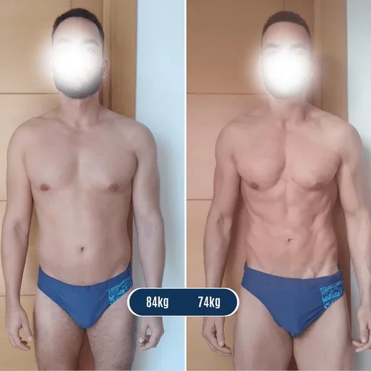 Transformación: 84 kg a 74 kg